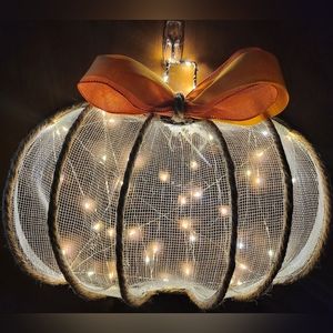 Pumpkin wreath with lights
